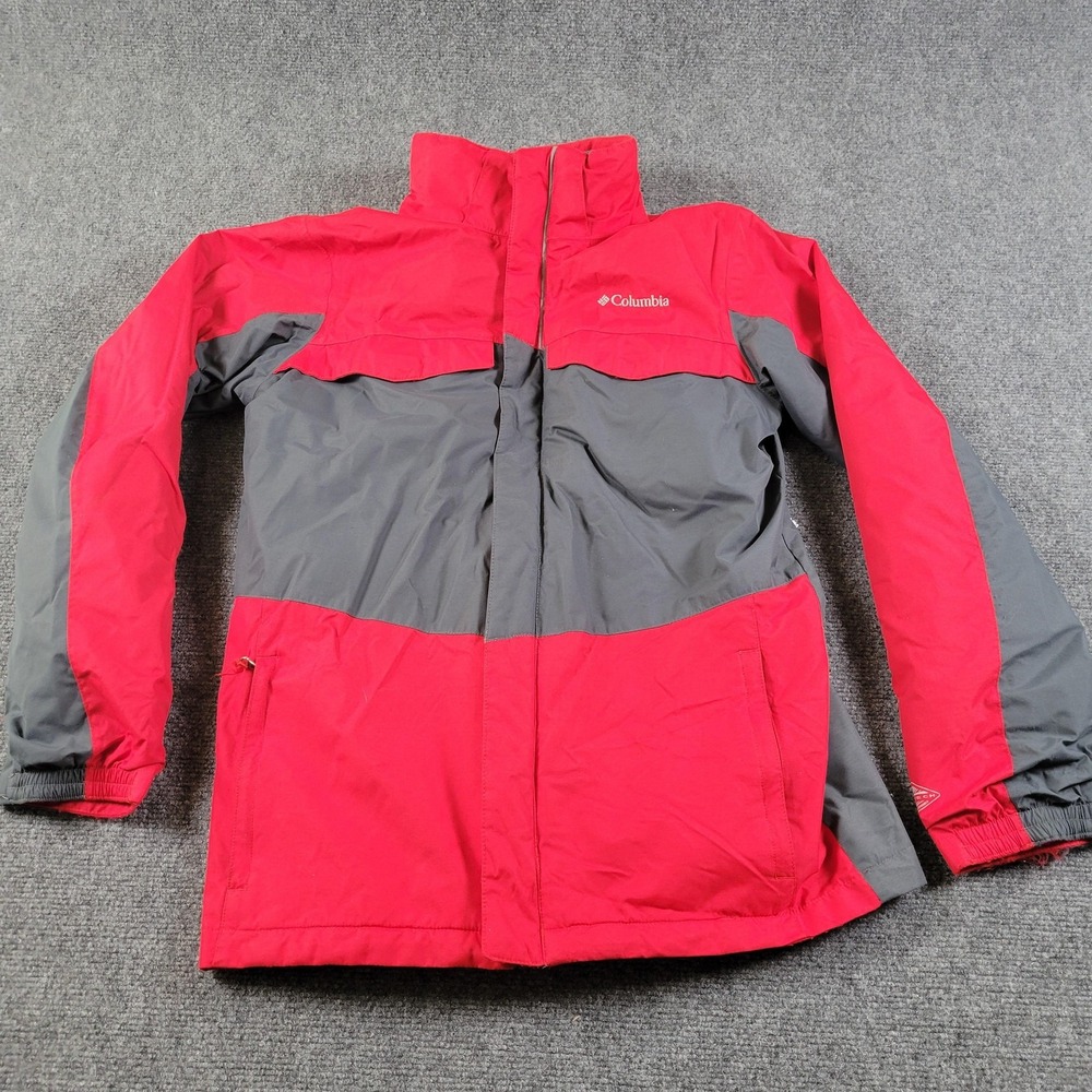 Columbia Jacket Youth L 14-16 Red Gray Omni-Tech Interchange Waterproof